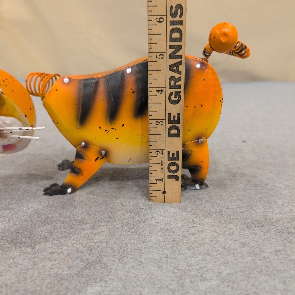 Metal Tiger Bobblehead Figurine Orange Black Striped Spring Tail Decor Auburn - Picture 3 of 7